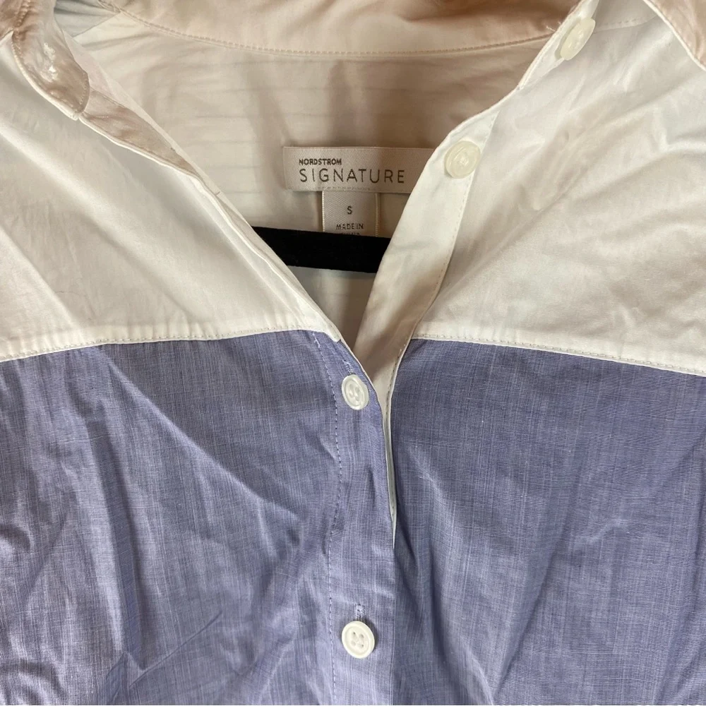 Nordstrom Signature cotton Colorblock button up NWT - Picture 5 of 9